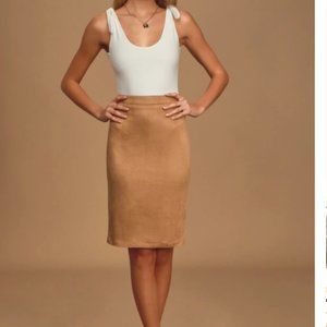 Lulus Tan Suede Pencil Skirt